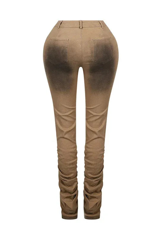 Women Sexy Retro Stacked Pants
