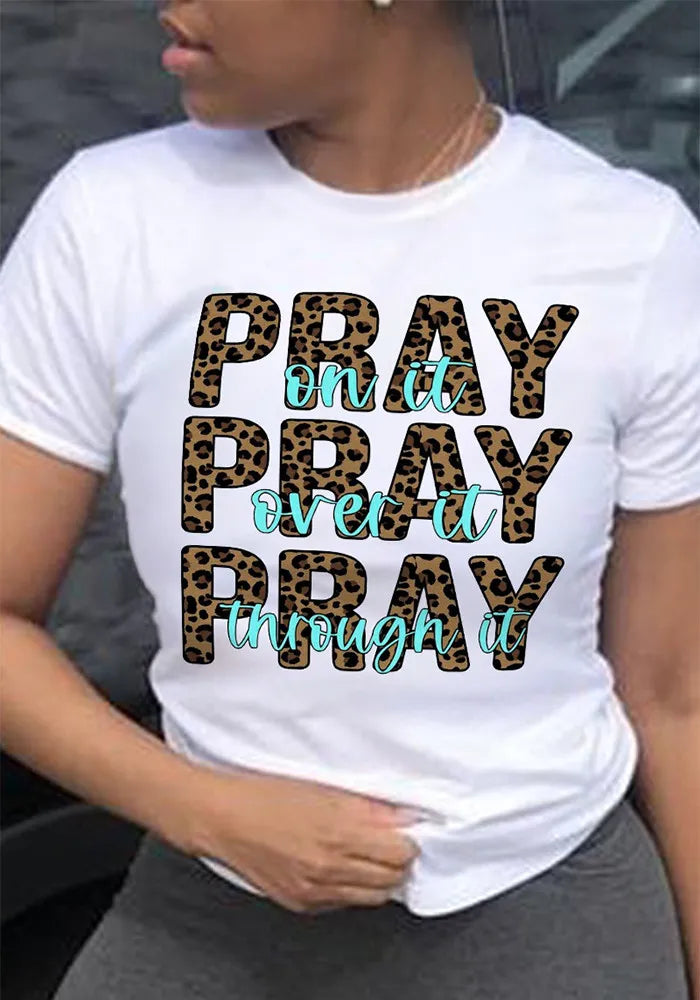 Letter Printed Round Neck Short Sleeve T-shirt