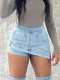 Plus Size Women's Anti-Exposure Pocket High Waist Denim Shorts
