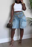 Women Ripped Cargo Denim Pants