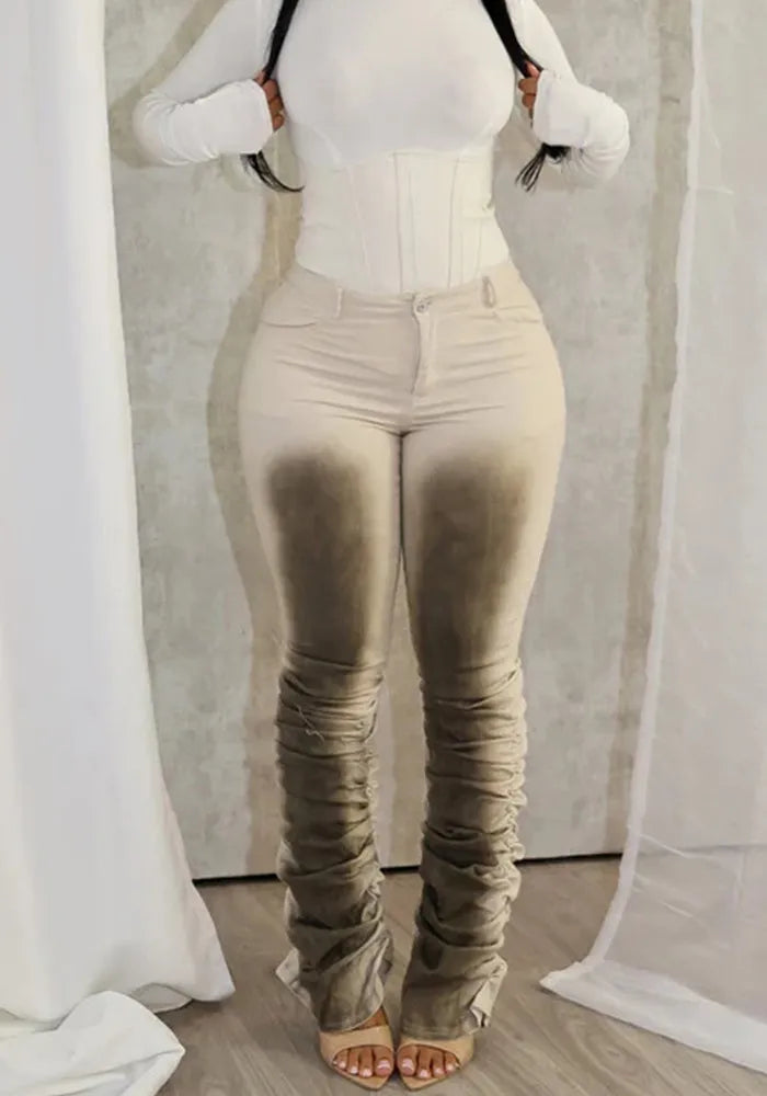 Women Sexy Retro Stacked Pants