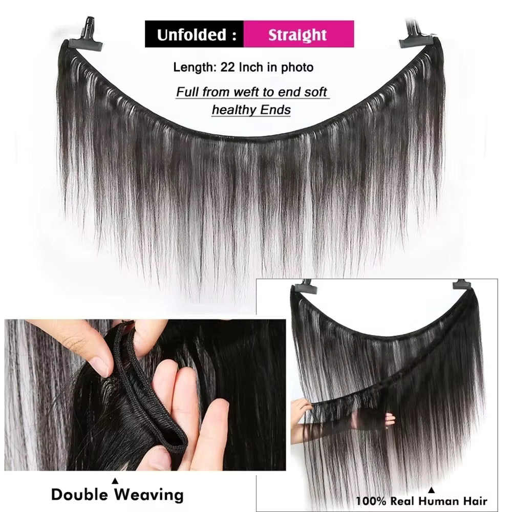 30 32 Inch Straight Human Hair Bundles 100% Raw Human Hair 1 Bundle Deals Weaving Natural Hair Extensions