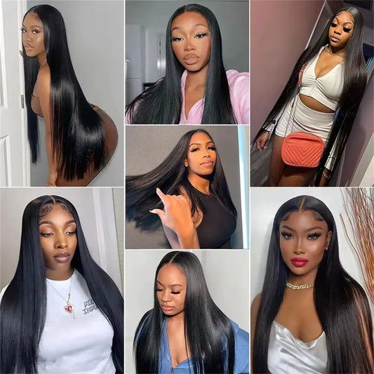 30 32 Inch Straight Human Hair Bundles 100% Raw Human Hair 1 Bundle Deals Weaving Natural Hair Extensions