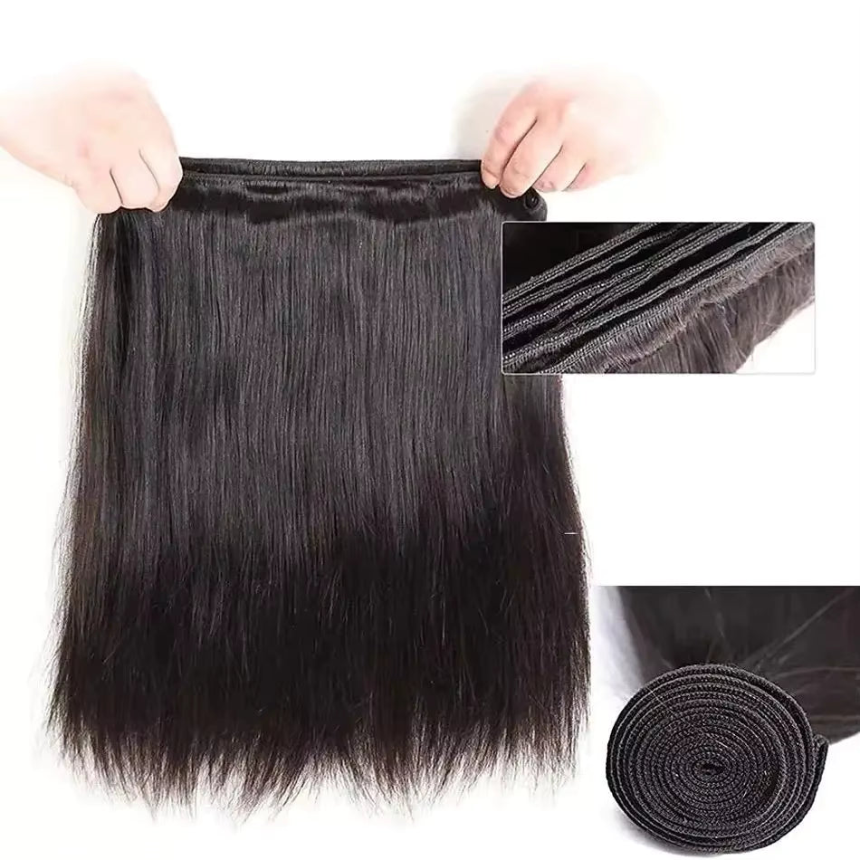 30 32 Inch Straight Human Hair Bundles 100% Raw Human Hair 1 Bundle Deals Weaving Natural Hair Extensions