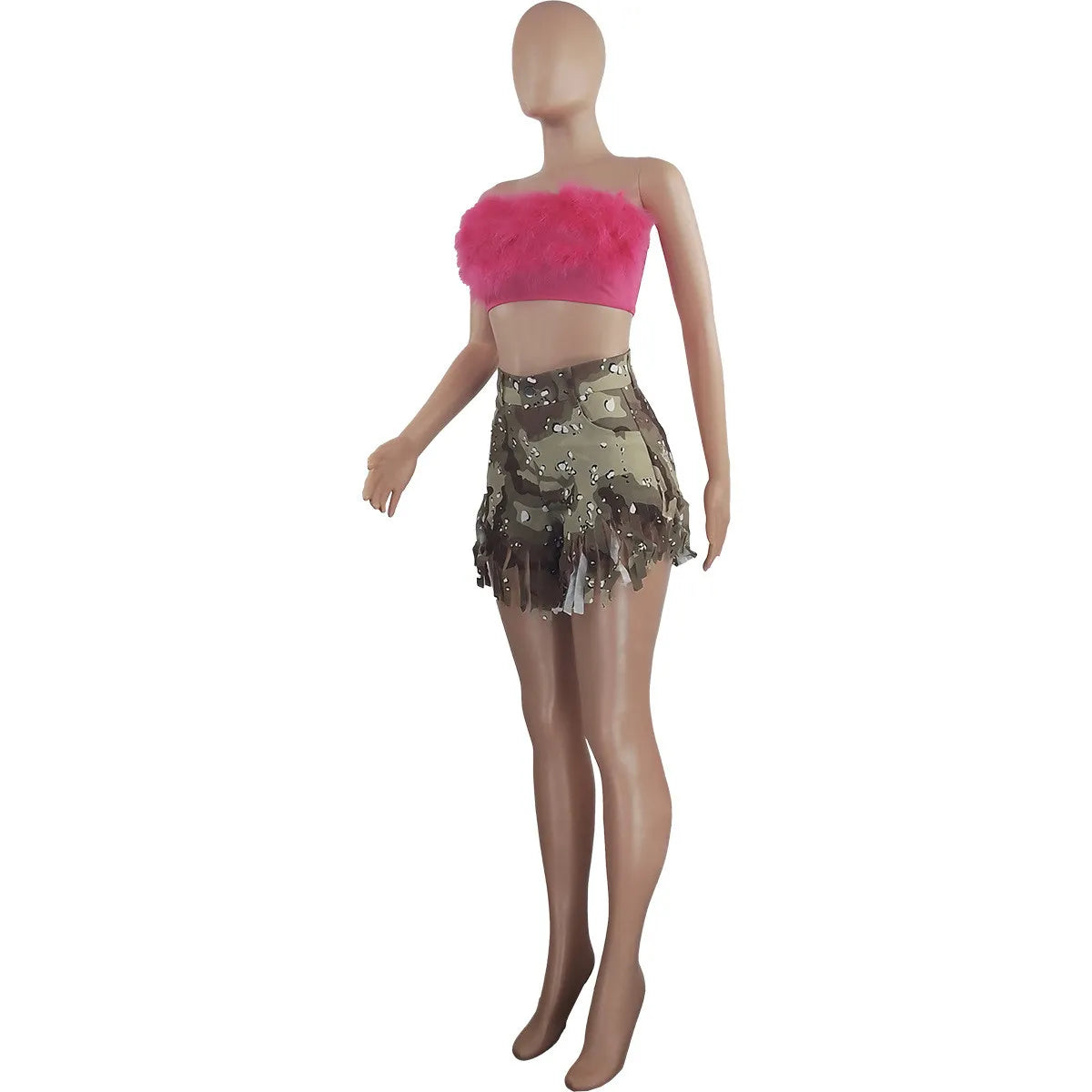 Fashionable Women's Camouflage Tassel Shorts