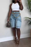Women Ripped Cargo Denim Pants