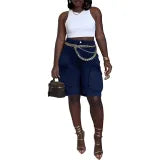 Women Ripped Cargo Denim Pants