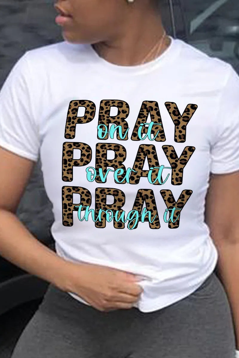 Letter Printed Round Neck Short Sleeve T-shirt
