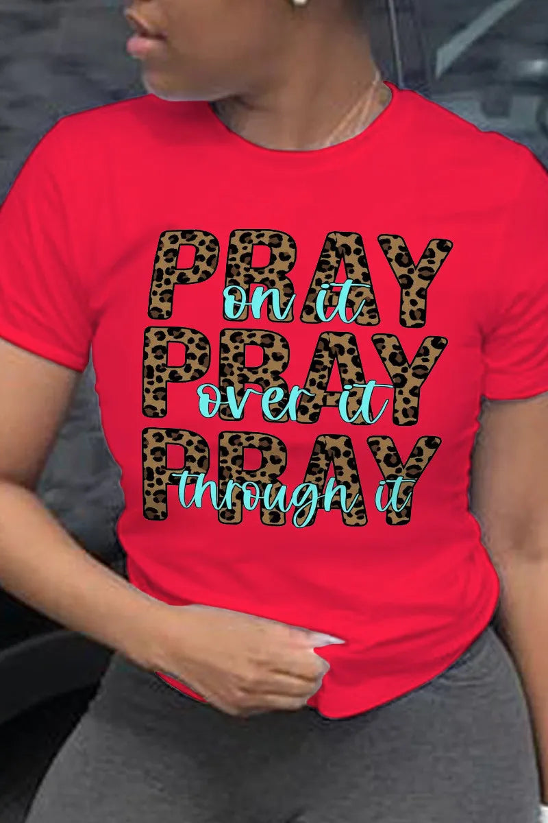 Letter Printed Round Neck Short Sleeve T-shirt
