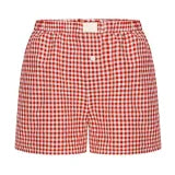 Women's Summer Retro Plaid High Waist Wide Leg Casual Shorts