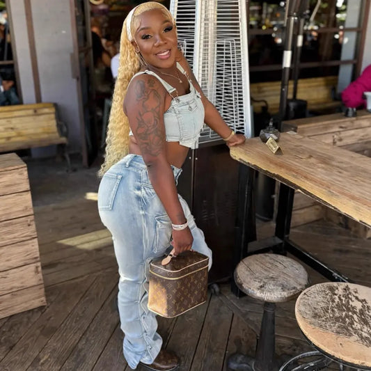 Women street Cargo Denim Pants